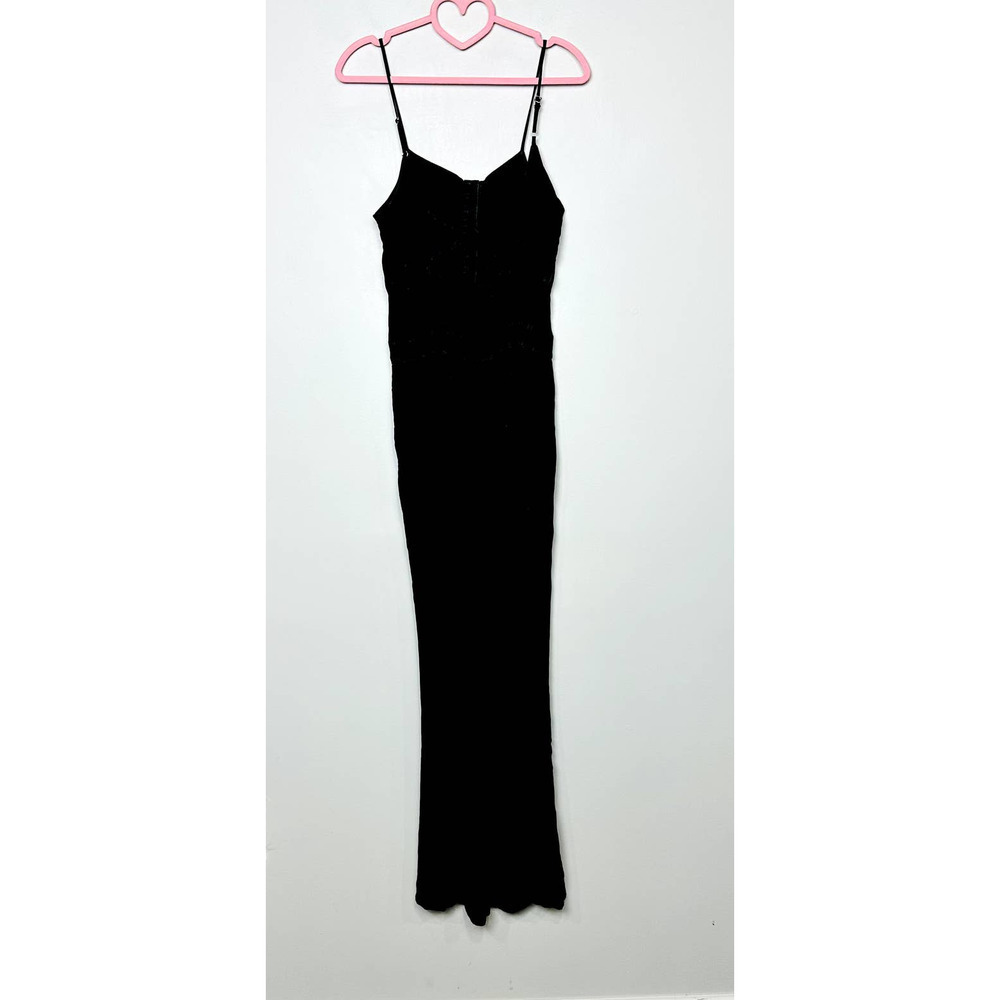 Chaser NWT Button Front Spaghetti Straps Cutout Knot Back Jumpsuit Black Small - Picture 5 of 8